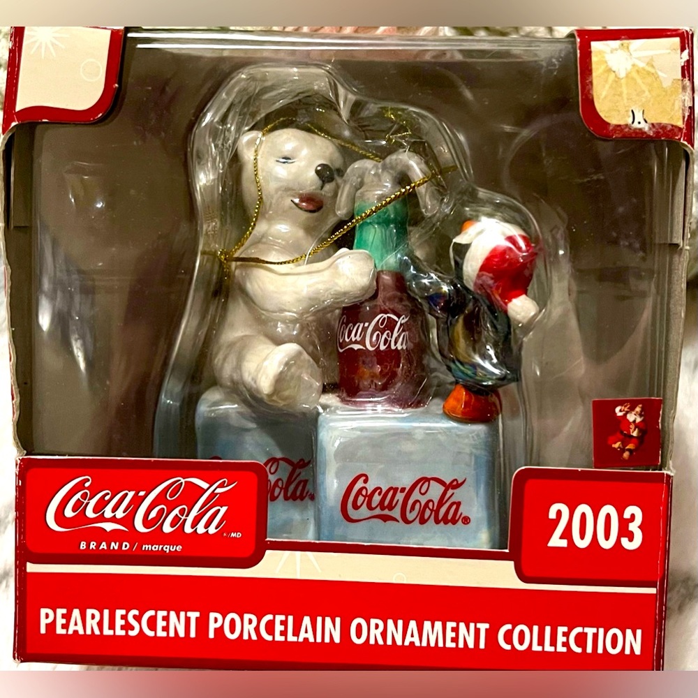 Coca Cola Polar Bear Pearlescent Holiday Ornament, new in box, from 2003